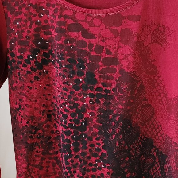 Olsen Europe Cranberry Print Top US 6 - Picture 5 of 8